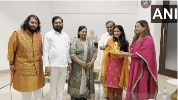 Maharashtra Chief Minister Eknath Shinde is invited to the wedding by Mukesh Ambani, Anant Ambani, and Radhika Merchant. Observe